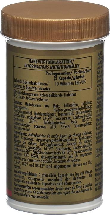 Nutritional values and ingredients Solgar Lacto Bifido Complex (new) Caps (60 Piece, Capsules, 108 g)