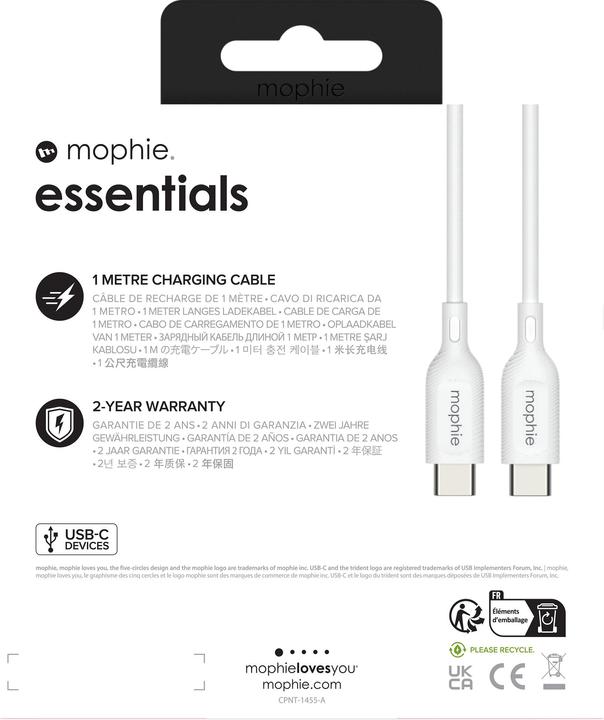 Actual product image mophie charging cables | 1M (1 m, USB 2.0)