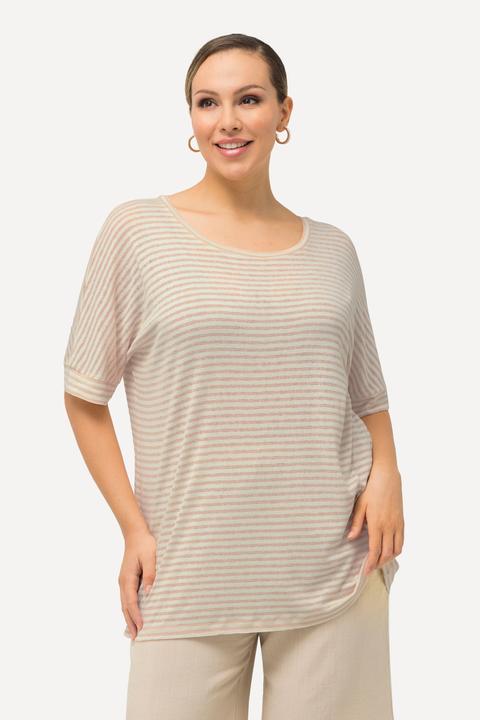 Immagine prodotto Ulla Popken T-shirt dal taglio oversize con righe, scollo a girocollo e mezze maniche (42, 44)