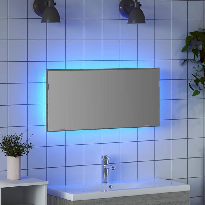 Produktbild vidaXL Badezimmer-Spiegelschrank mit LED Licht Grau Sonoma 80x37 cm (80 x 8.5 x 37 cm)