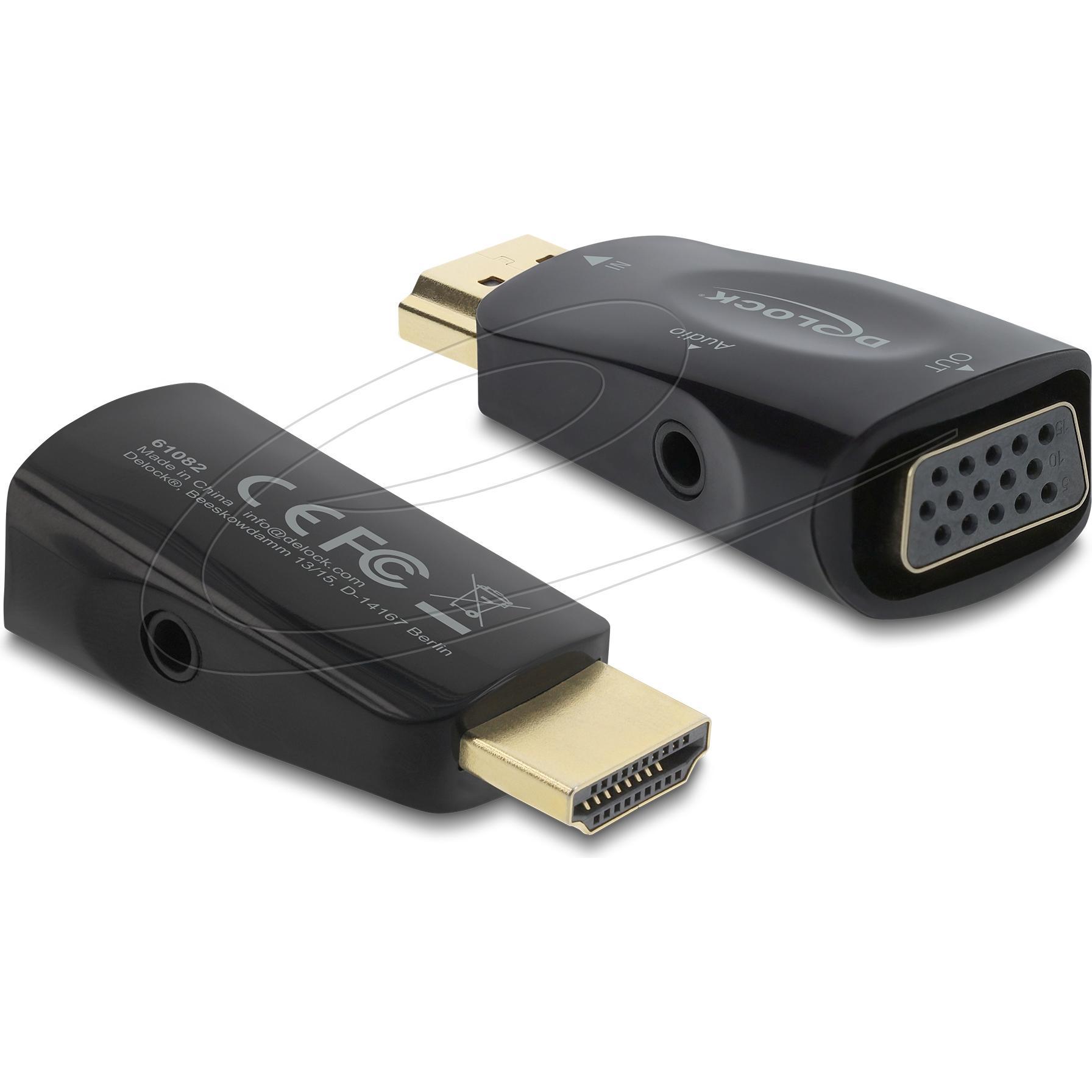 Delock HDMI zu VGA Adapter mit Audio (VGA), Adattatore dati + video