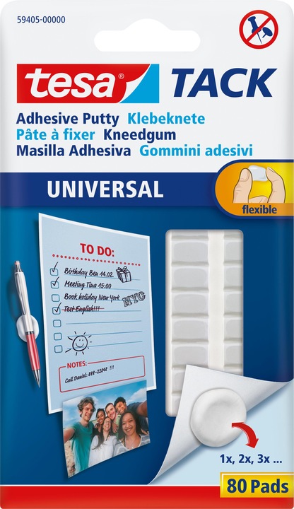 Actual product image tesa TACK adhesive putty, mouldable adhesive pads, 80 pieces (1 kg)