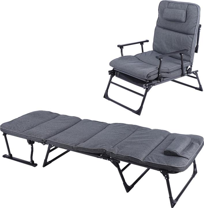 Produktbild Mojawo 2 in 1 Gartenliege Sanitätsliege Gästebett und Relaxsessel mit Polster (181 cm)