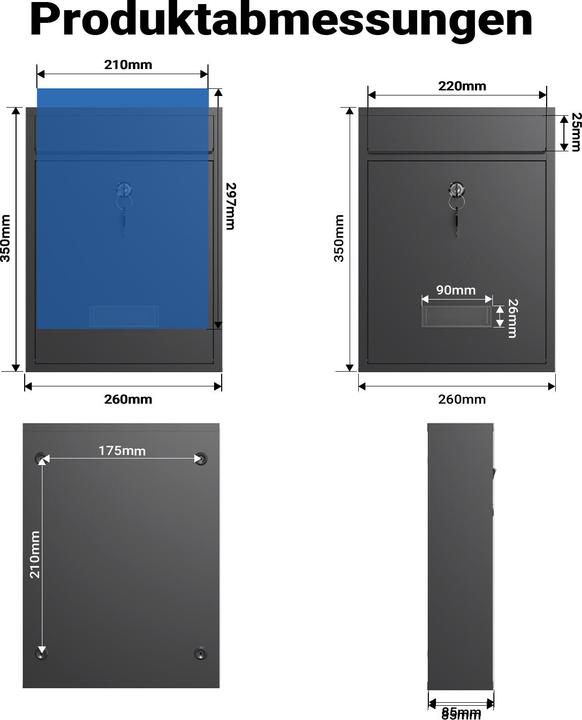 Actual product image Wiltec Design Mailbox V10 Letterbox Postbox Pillar Letter Mail Post Box