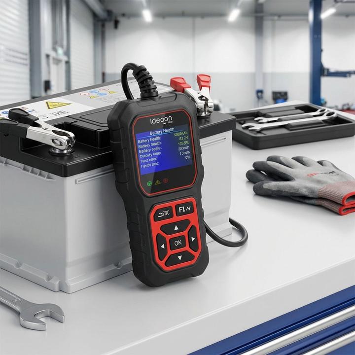 Ideoon Digitaler 5-36V Batterietester mit 2.4 Zoll LCD Farbdisplay, Autobatterie Prüfgerät
