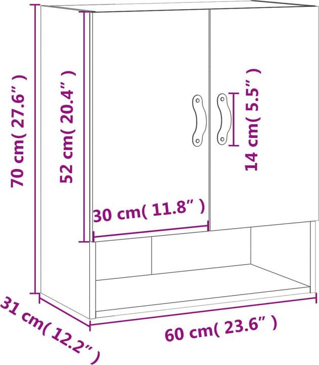 Immagine prodotto vidaXL Armadio a muro rovere Sonoma 60x31x70 cm prodotto derivato dal legno (60 x 31 x 70 cm)