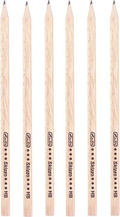 Actual product image Herlitz Pencil Skizzo natural, hexagonal, hardness grade: HB made of wood, natural, unbreakable graphite (2.20 mm, HB, 12 x)