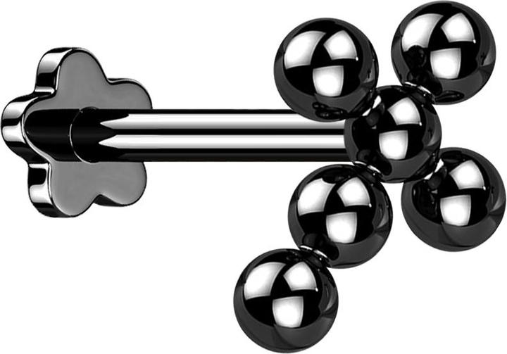 Actual product image Star Piercing Micro Threadless Labret Flower Black Cross Balls (Titanium, without brass)