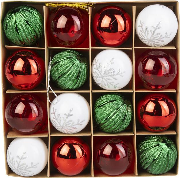 Produktbild MICA Living Christbaumkugeln 16 Stück grün/rot/weiss - ca. 6 cm (16x)