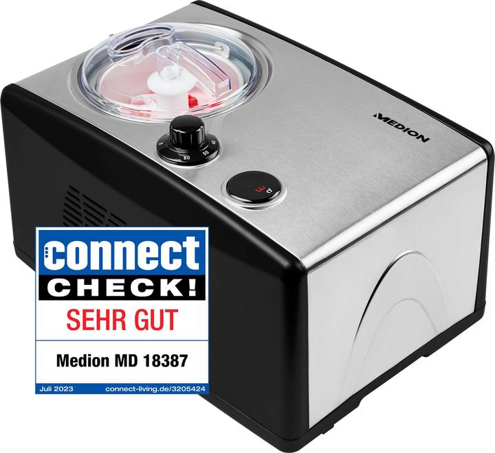 Productafbeelding Medion MD 18387 ijsmachine 0,8 l, zwart/zilver, type ijsje