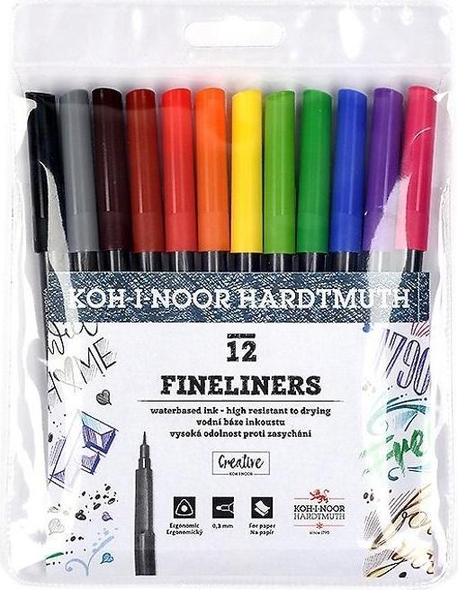 Productafbeelding Koh-i-Noor Fineliner 12 kleuren (Veelkleurig, 12 x)