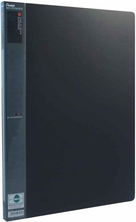 Pentel Chemise à rabats Superior A3 20 poches noire (A3, 1 x)