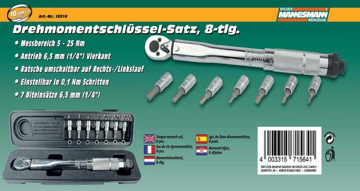 Actual product image Mannesmann Torque spanner set (1/4", 5 Nm, 25 Nm)