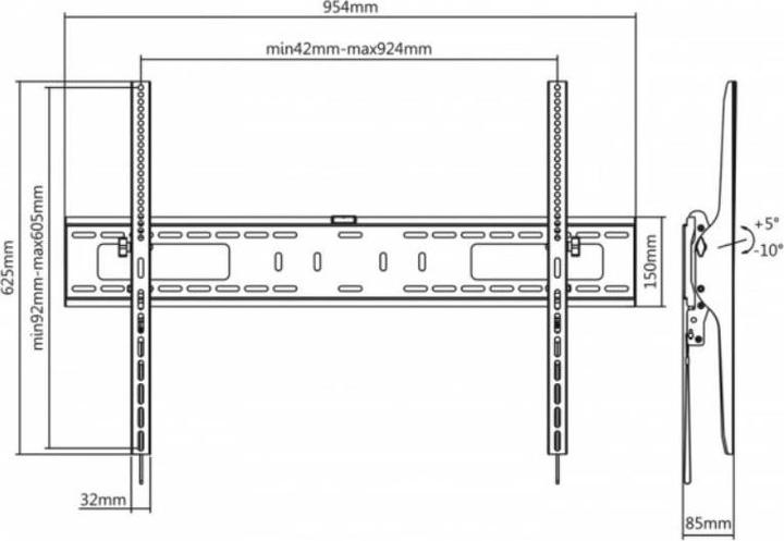 Produktbild Maclean MC-750 - VESA Monitor-/TV-Halter, 60-100", schwarz, 70 kg (Wand, 70 kg, 60" - 100")