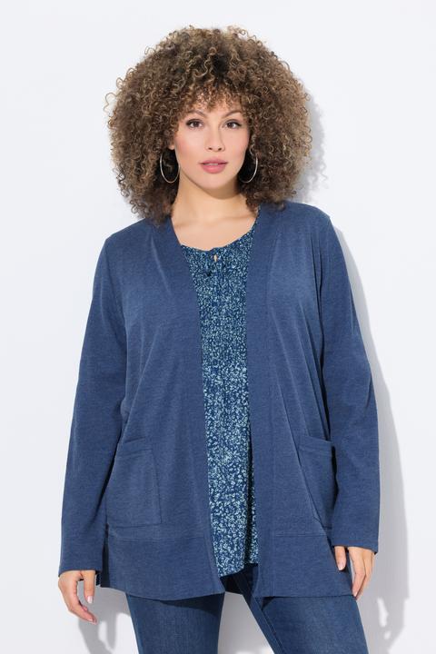 Image du produit Ulla Popken Veste en molleton, texture gaufrée. Coupe ouverte, manches longues. (42, 44)