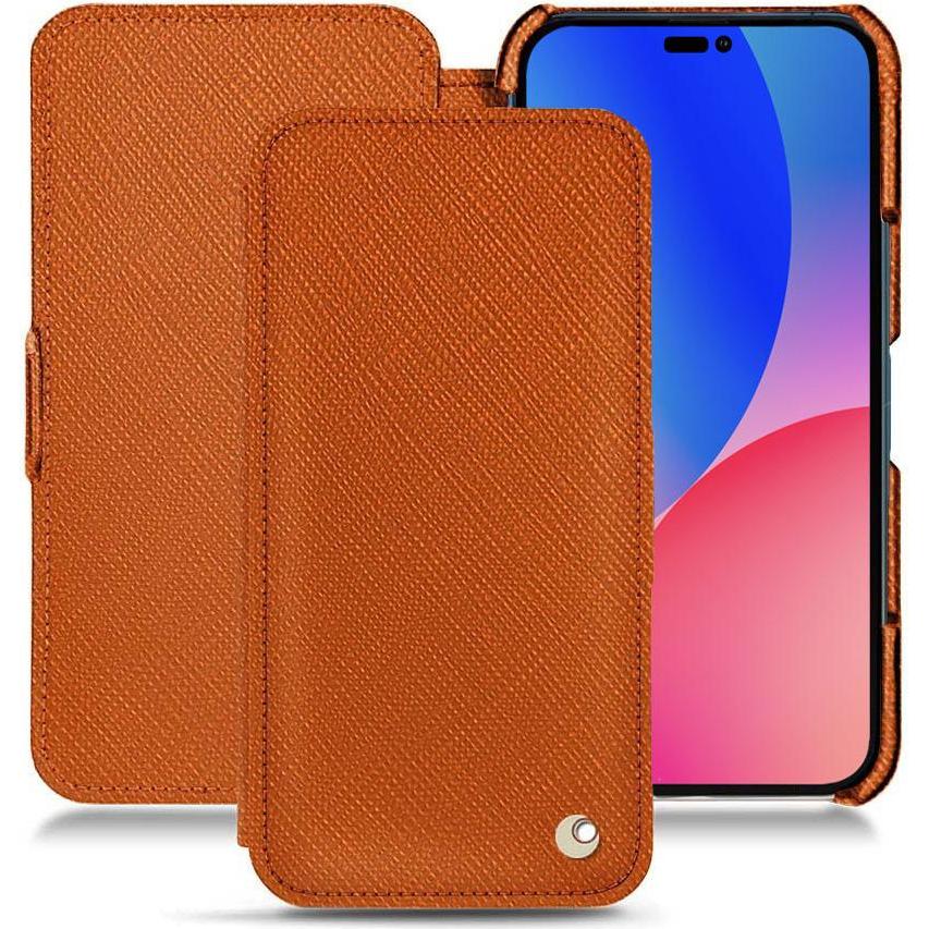 Noreve Lederschutzhülle horizontal (Apple iPhone 14 Pro Max), Smartphone Hülle, Orange