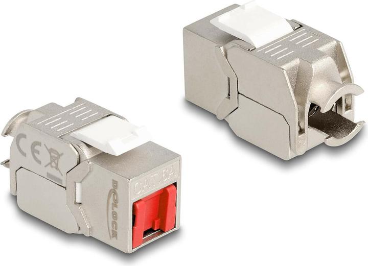 Delock Modulo Keystone RJ45 a LSA Cat.6A senza attrezzi con cappuccio rosso di protezione dalla polvere (Modulo Keystone)