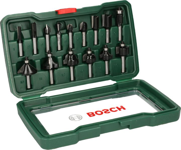 Produktbild Bosch Zubehör HM-Fräser-Set mit 8 mm Schaft, 15-teilig
