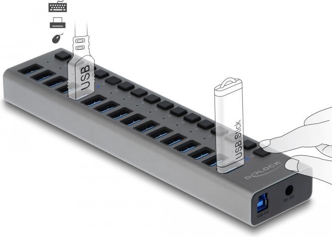 Image du produit Delock SuperSpeed Hub (USB-B, 16 ports)