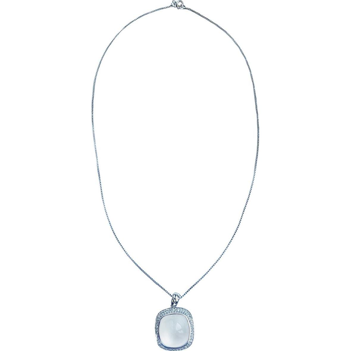 Xen, Halsschmuck, Anhänger mit Kette Mondstein weiss Cushion-Cabochon 45 cm 925 Silber, (925 Sterling Silber, 45 cm)