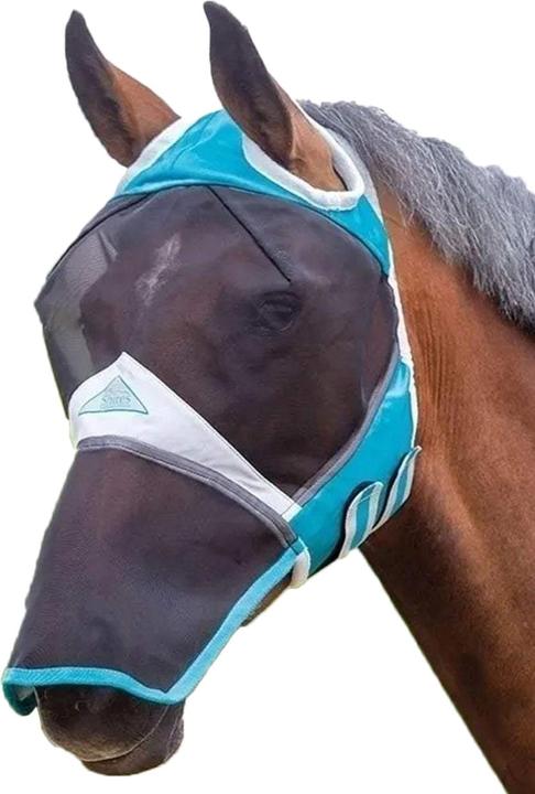 Shires Maschera da mosca per cavalli con protezione per il naso e aperture a maglia fine per le orecchie