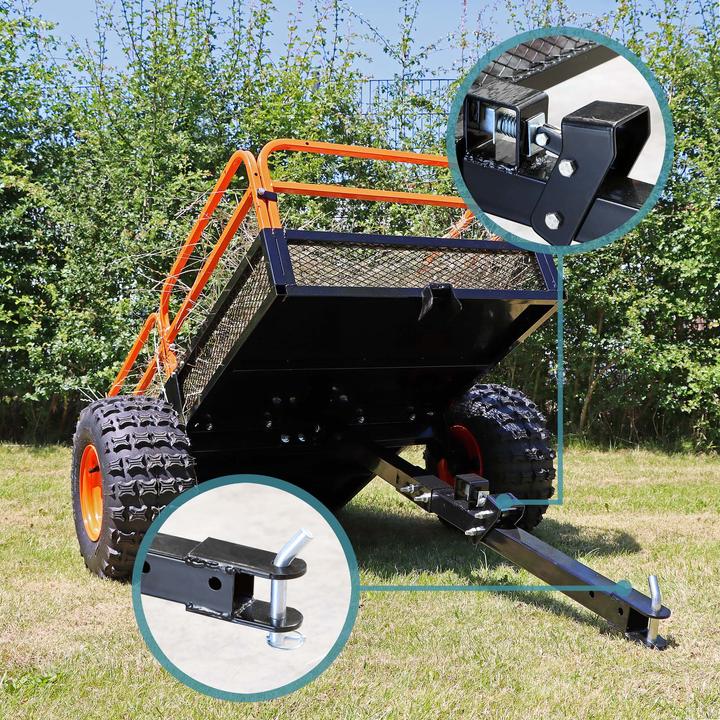 Produktbild Wiltec Kippanhänger bis 680kg für Rasentraktor Anhänger Kipper Kippmulde Garten (Rasentraktor)