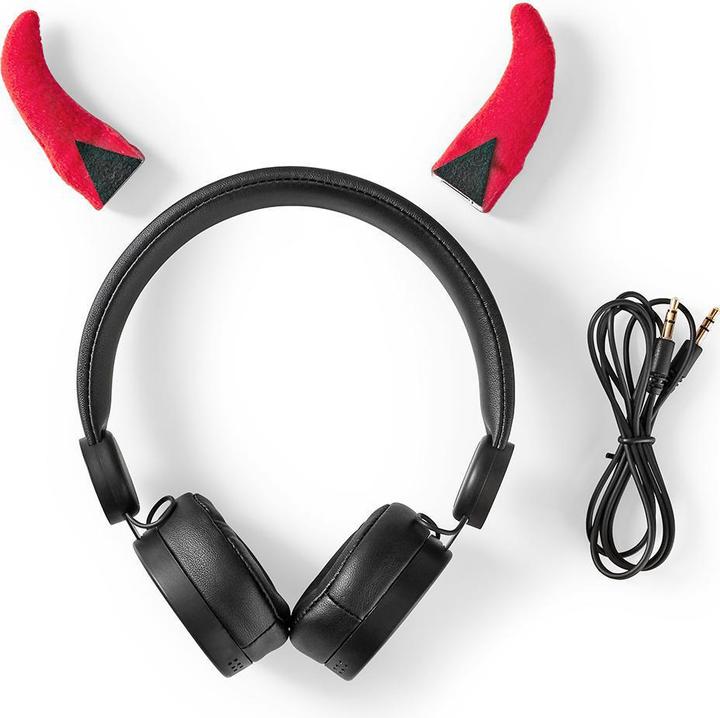 Produktbild Nedis On-Ear-Kopfhörer mit Kabel On-Ear-Kopfhörer mit Kabel 3.5 mm Seillänge: 1.20 m 85 dB Red/Schwa (Keine Geräuschunterdrückung, Kabelgebunden)