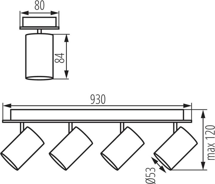 Image du produit Kanlux Applique-plafonnier EVALO GU10 noir 4x 35699 (GU10)