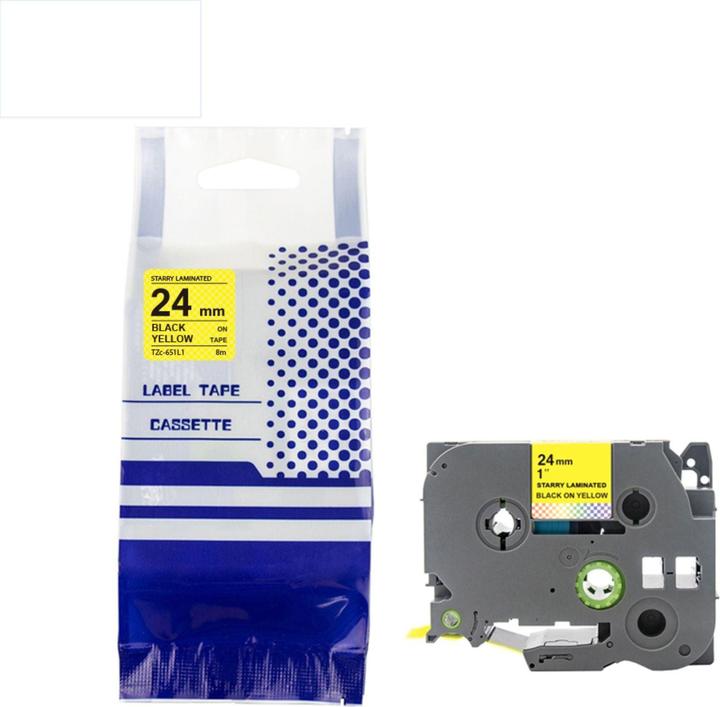 Hermex Alternatives Etikettenband zu Brother TZe-651L1 Beschriftungsband (2.40 cm, Black, Yellow)