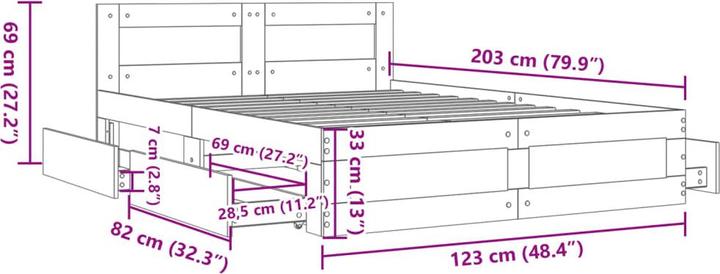 Image du produit VidaXL Cadre de lit avec tête de lit (120 x 200 cm)