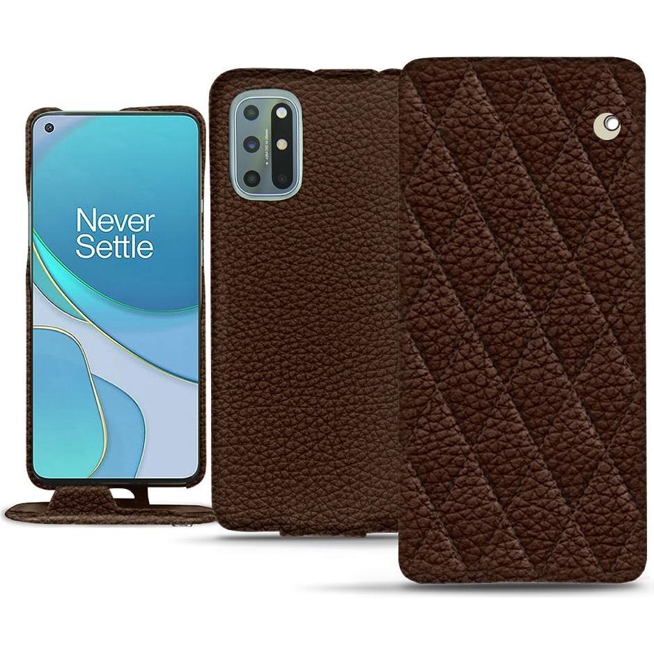 Noreve Lederschutzhülle vertikal (OnePlus 8T), Smartphone Hülle, Braun