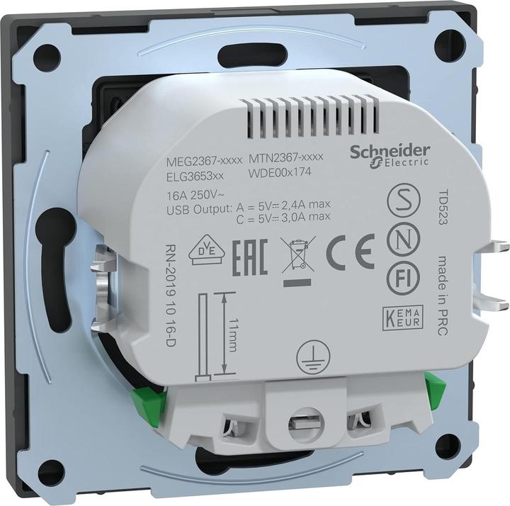 Produktbild Merten MEG2367-6034 USB A+C 3A Anthrazit System Design Steckdose SCHUKO