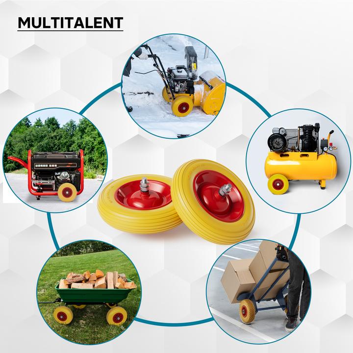 Produktbild Wiltec Schubkarren PU Rad 4.00-8 160kg Polyurethan Vollgummi Reifen pannensicher