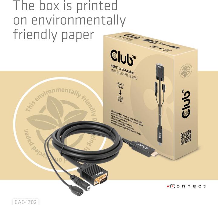 Produktbild Club 3D Club3D Kabel HDMI+Micro-USB-Buchse > VGA+ St/Bu (2 m)