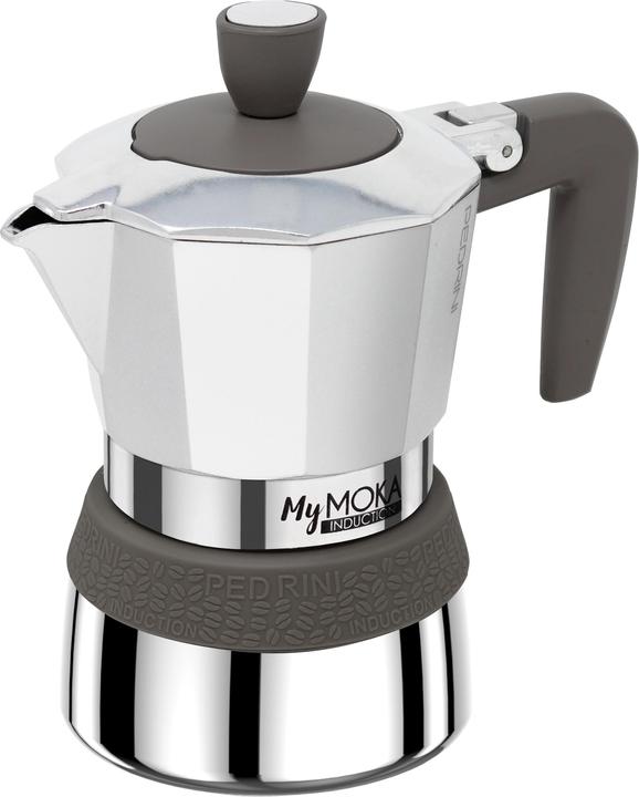 Actual product image Pedrini MyMoka - aluminum induction polished / gray ring 3 cups (3 T.)