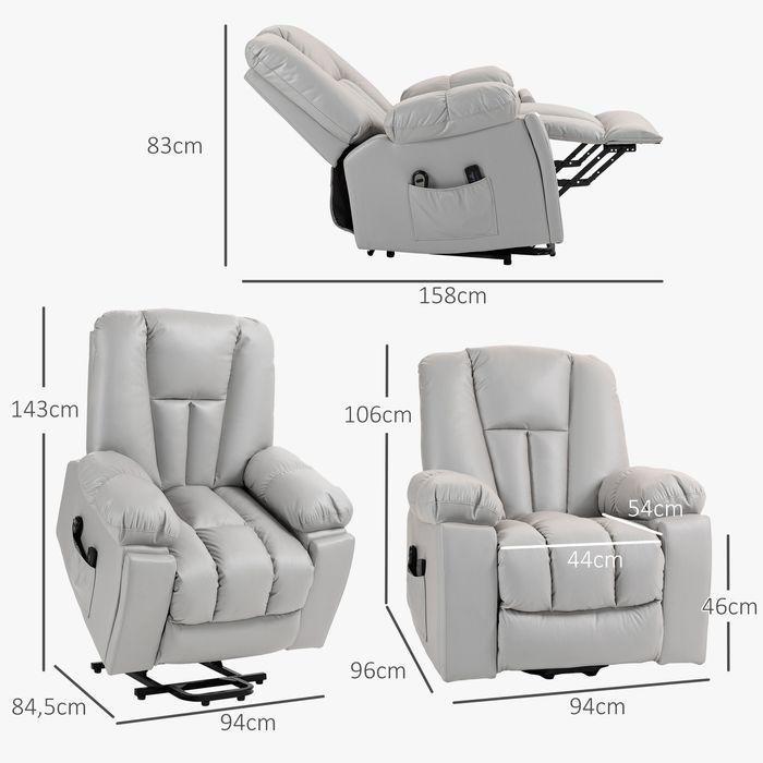 Produktbild Swisshandel24 Seniorensessel mit Aufstehhilfe, elektrisch, mit 8 Massagepunkten, Fernbedienung, 94x96x106cm, Hellg