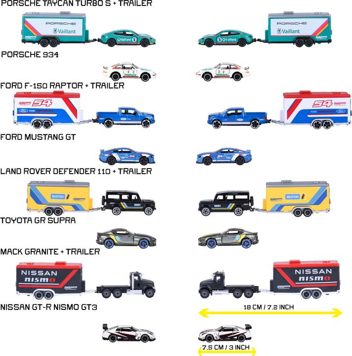 Produktbild Majorette Racing Deluxe Trailer, 4-sort.