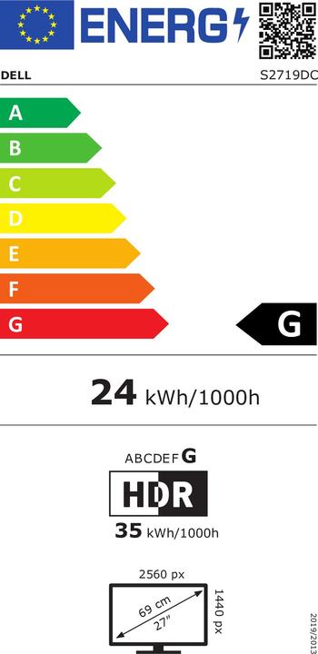 Energy Label Dell S2719DC (2560 x 1440 pixels, 27")