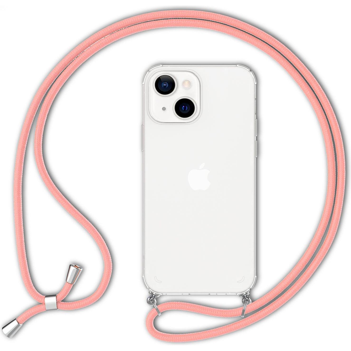Nalia Klare Hülle mit Kette zum Umhängen, Handykette, Pink