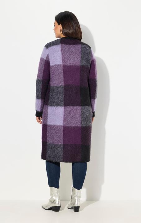 Produktbild Ulla Popken Long-Strickjacke, Karo, offenes Modell, Taschen (56)