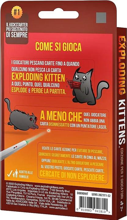 Actual product image Asmodée Exploding Kittens - 2 Player Edition (Italian, 2 Players)