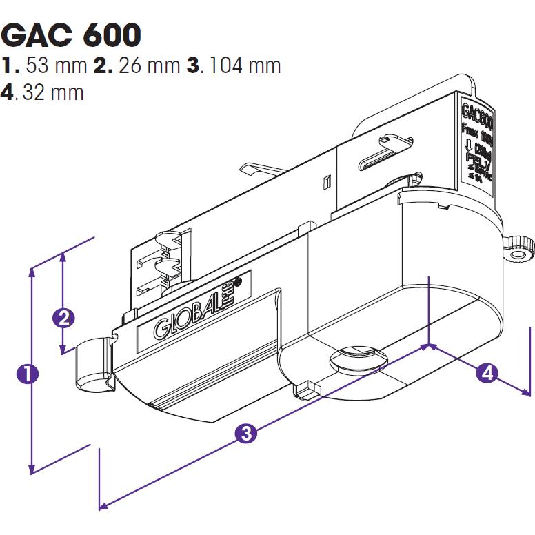 Nordic, Zubehör Beleuchtung, Global Trac Multi-Adapter 3-Phasen GAC600-1 grau