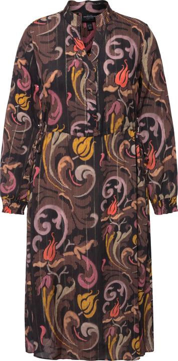 Immagine prodotto Ulla Popken Abito con scollo a V, colletto alto, coulisse e maniche lunghe (50, 52)