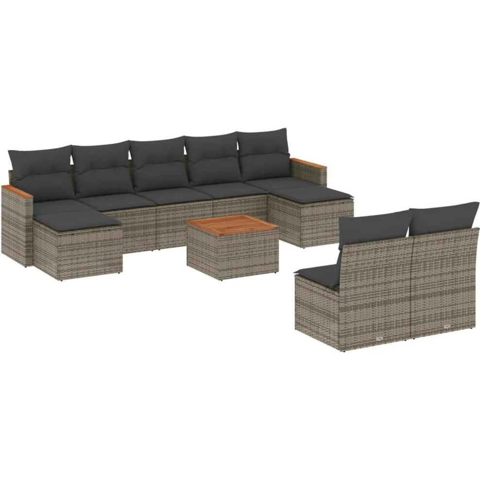 VidaXL, Gartenlounge, 10-tlg. Garten-Lounge-Set mit Kissen