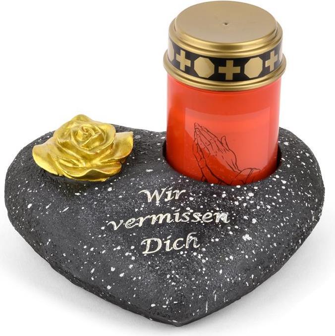 Novaliv Grabschmuck I Grabengel Grabdeko Grabherz grabdekoration Engel für Friedhof grablaterne