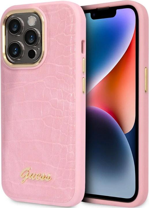 Image du produit Guess GUHCP14XHGCRHP iPhone 14 Pro Max 6,7" różowy/pink étui rigide Collection Croco (Apple iPhone 14 Pro Max)