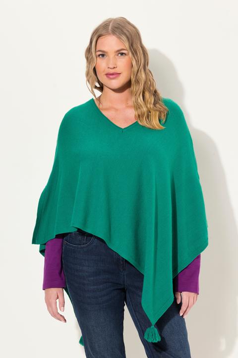 Actual product image Ulla Popken Knit Pointed Hem Poncho (58, 60, 62)