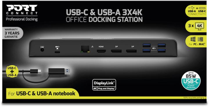 Image du produit Port Designs STATION D'ACCUEIL TYPE C OFFICE 901904-EU 3 X 4K-CH, USB-C/USB 3.0 (USB-C, 12 ports)