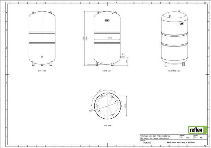 Immagine prodotto Vaso di espansione a membrana N grigio, 6 bar 600 l 600 l (1x)