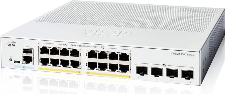 Produktbild Cisco Catalyst switch C1300-16P-4X (16xGbE,4xSFP+,16xPoE+,120W,fanless) - REFRESH (16 Ports)